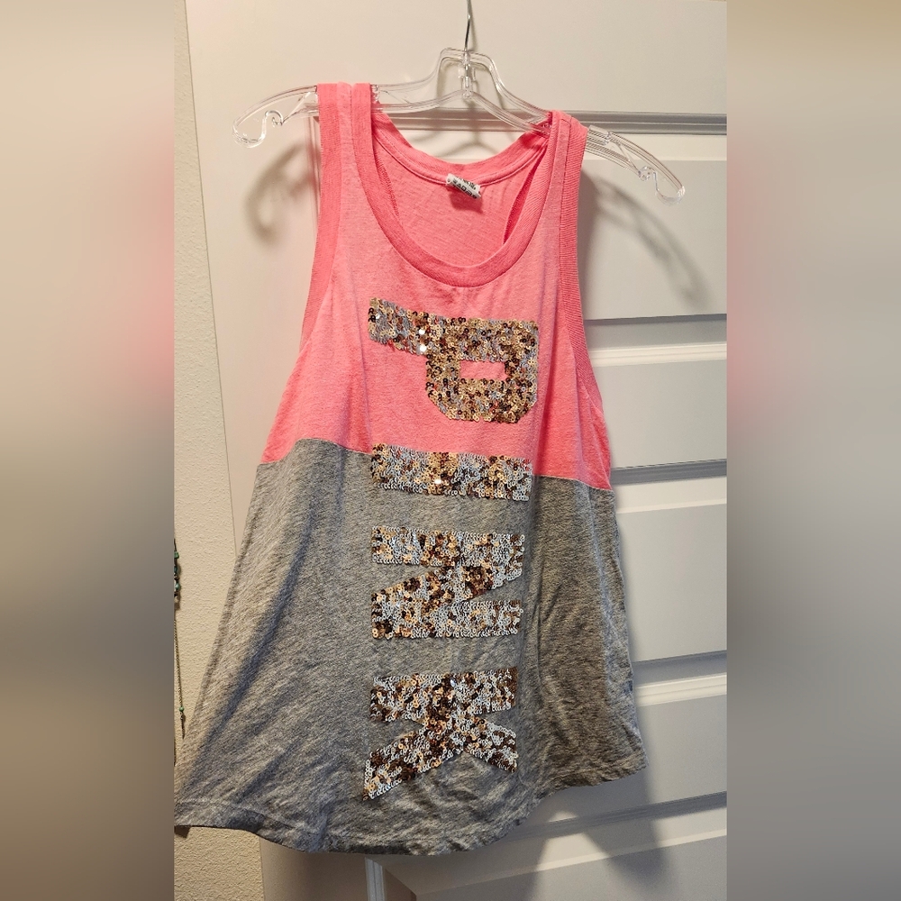 PINK Sequin Tank Top